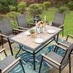 preview thumbnail 4 of 10, MAISON ARTS 7-Piece Outdoor Patio Dining Set, 1 Rectangle Table with a 1.57 Umbrella Hole & 6 Stackable Textilene Chairs