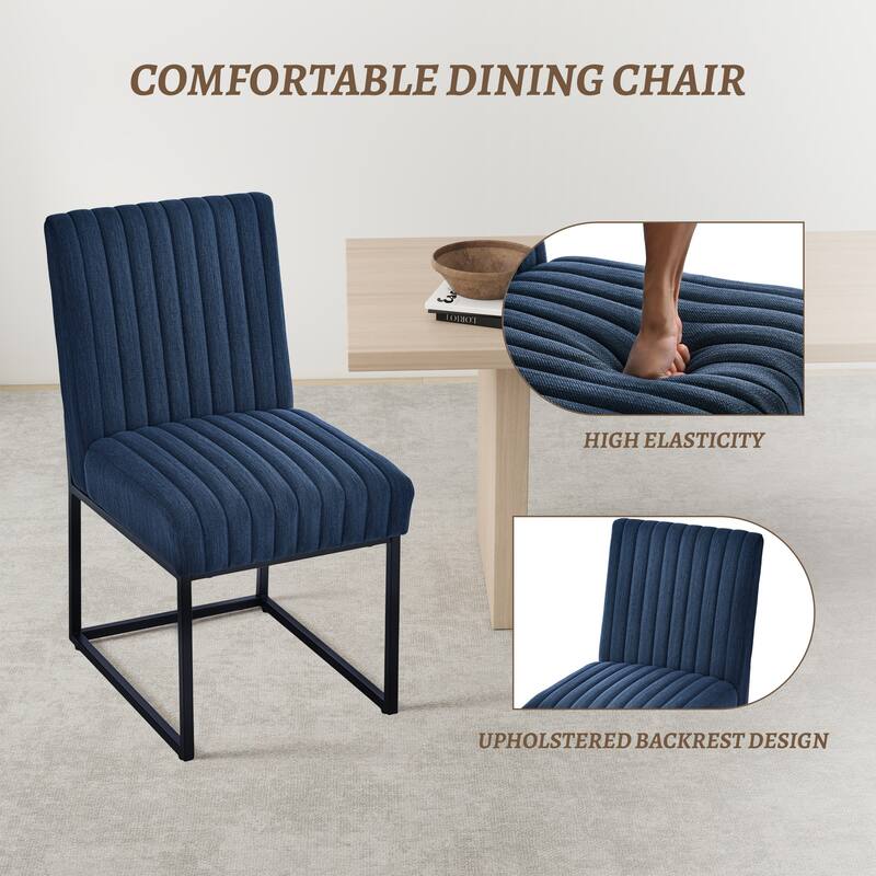 Mid Century Modern Dining Chair with Black Metal Legs