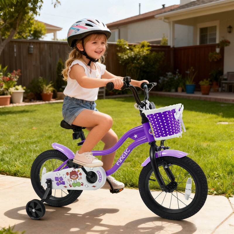 Costway 12”/14”/16”/18” Kids Bike with Training Wheels, Basket, Hand & - See Details