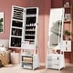 preview thumbnail 2 of 15, VECELO White 4 Piece Bedroom Set Upholstered Height-Adjustable Bed Nightstand Standing Jewelry Mirror Cabinet