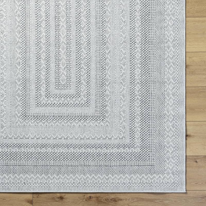 Livabliss Pismo Beach Cottage Border Outdoor Area Rug