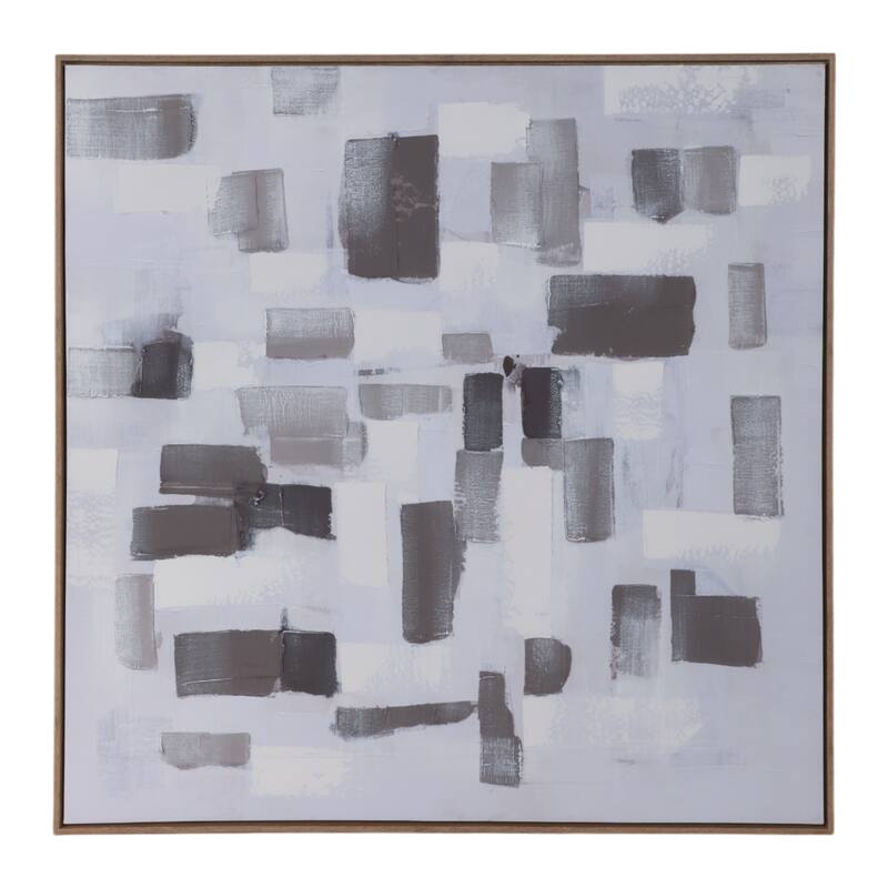 Wood Canvas Wall Art Handpainted Patches - 40" Brown/Ivory