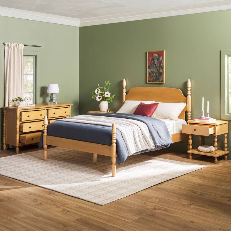 Walker Edison Queen Bed with Dresser and 1-Drawer Nightstands Bedroom Set