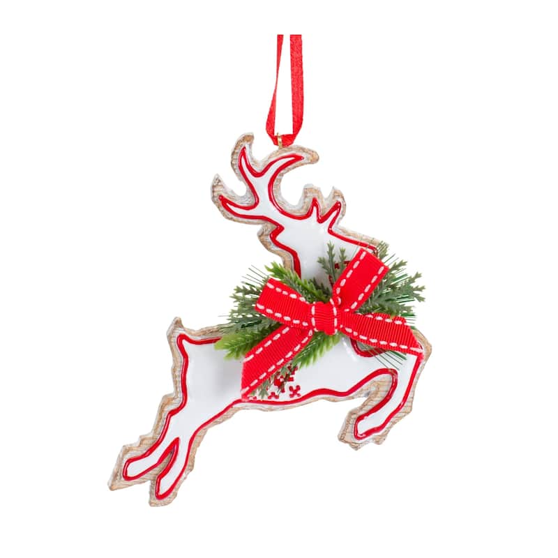 Set of 6 Cut Out Snowman, Deer and Tree Christmas Ornaments 5.25"