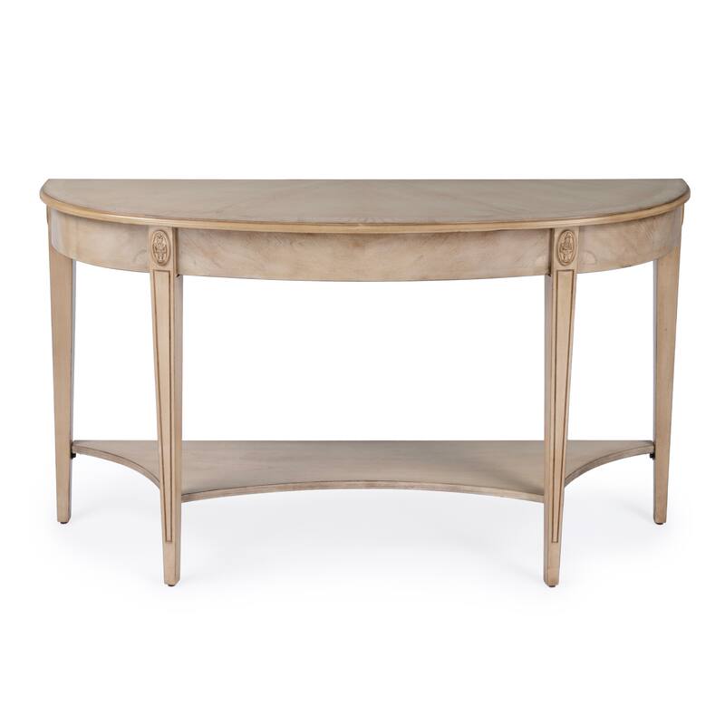 Astor 54"W Wood Demilune Console Table - Antique Beige
