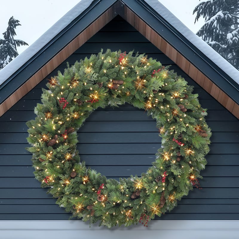 Puleo International 72 in Pre-lit Rocky Mountain Spruce Wreath
