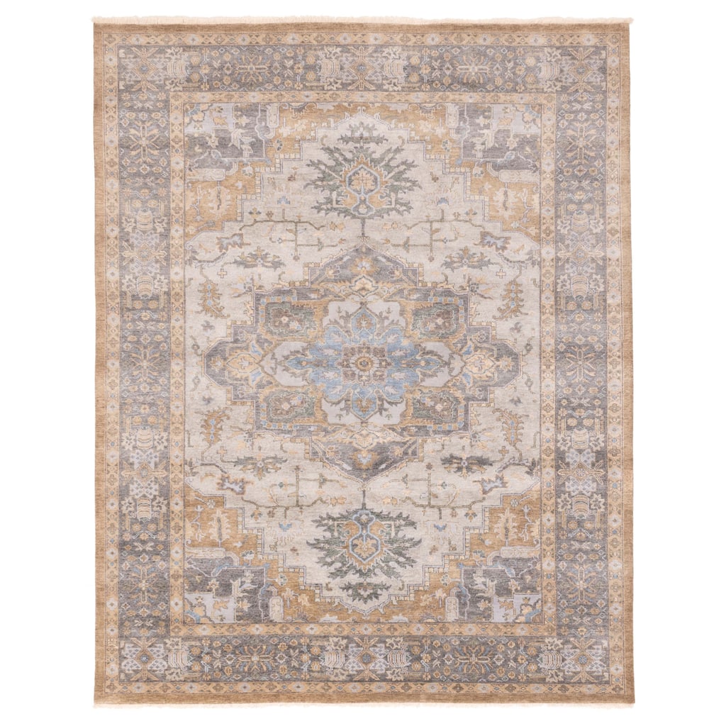ECARPETGALLERY Hand-knotted Jules Sultane Light Grey Wool Rug - 8'1 x 9'11