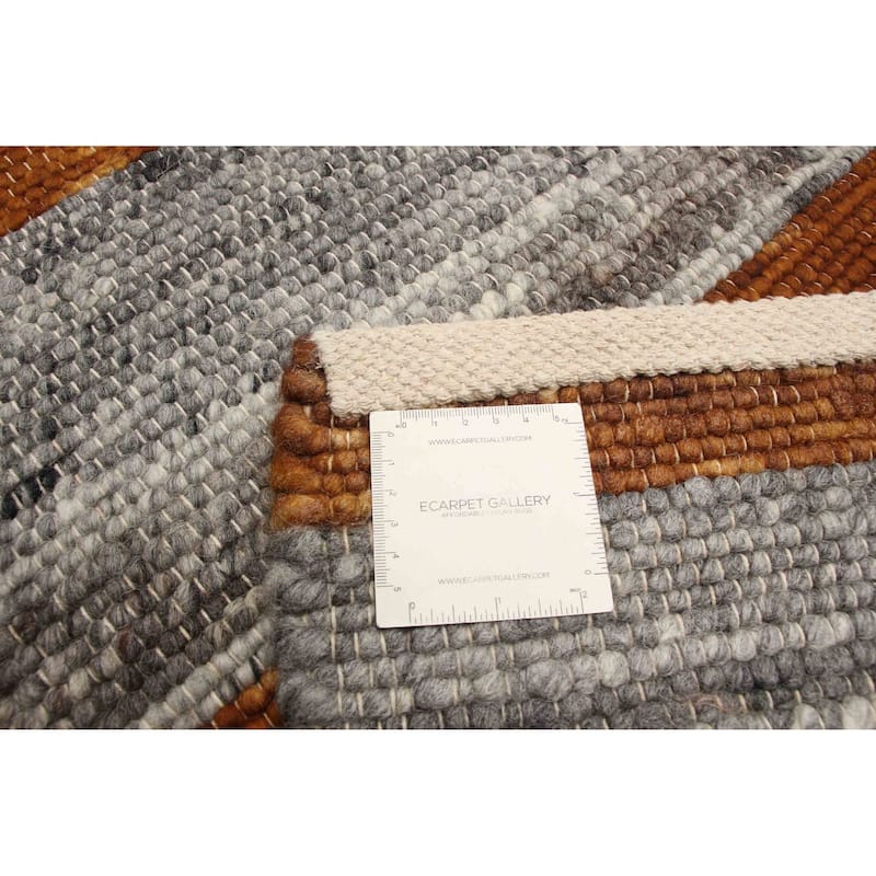 ECARPETGALLERY Braid weave Sienna Grey Wool Rug - 5'2 x 7'1