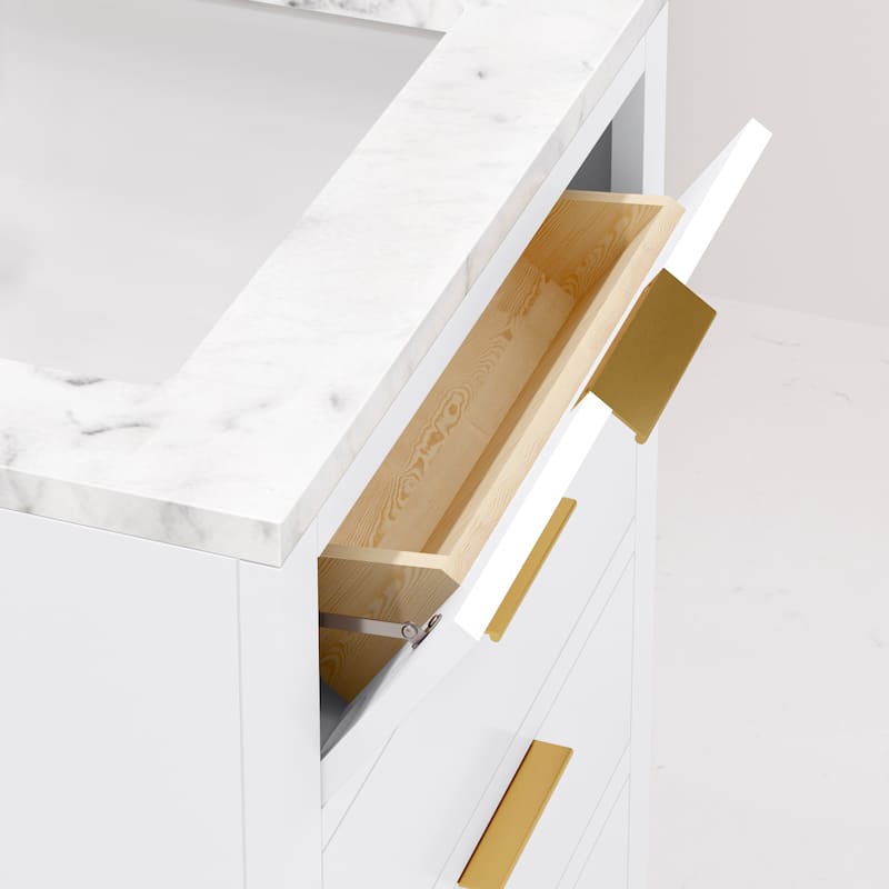 Bristol Carrara White Marble Countertop Vanity with Mirror