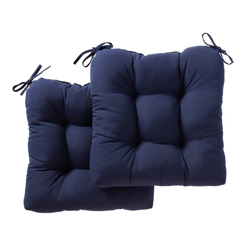 Sunbrella Tufted 20-inch Outdoor Chair Cushion - Canvas Navy - Set of 2