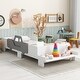 preview thumbnail 1 of 5, Stylish Car-Shaped Twin Bed with Bed-End Bench and Book Storage Groove - Durable Pine Wood Frame for Kids White