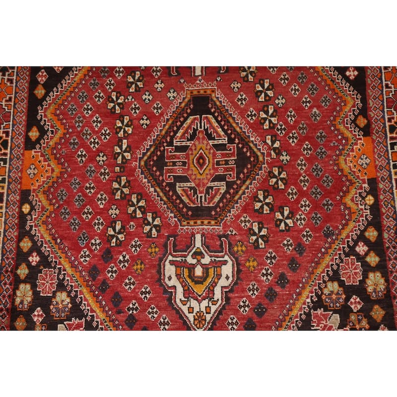 Vegetable Dye Shiraz Persian Vintage Rug Hand-knotted Wool Carpet - 4'7"x 7'5"