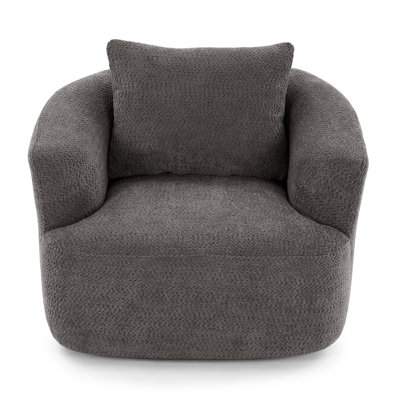 Roomfitters 360° Chenille Upholstered Swivel Barrel Chair Accent Sofa with Throw Pillow for Living Room Bedroom Office Hotel