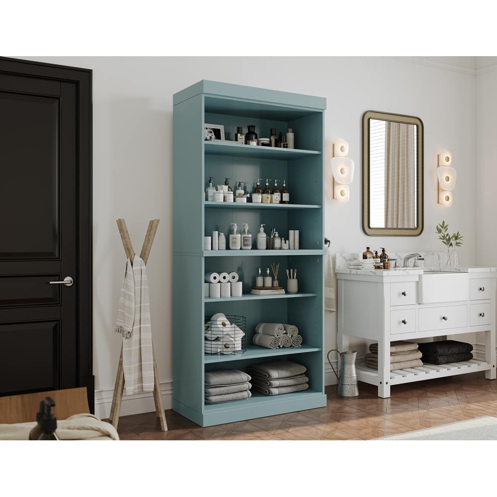 Palace Imports 100% Solid Wood Bathroom & Laundry Storage Cabinet, Raised Panel Doors, Adjustable Shelves, 32" Wide, 71.5" Tall