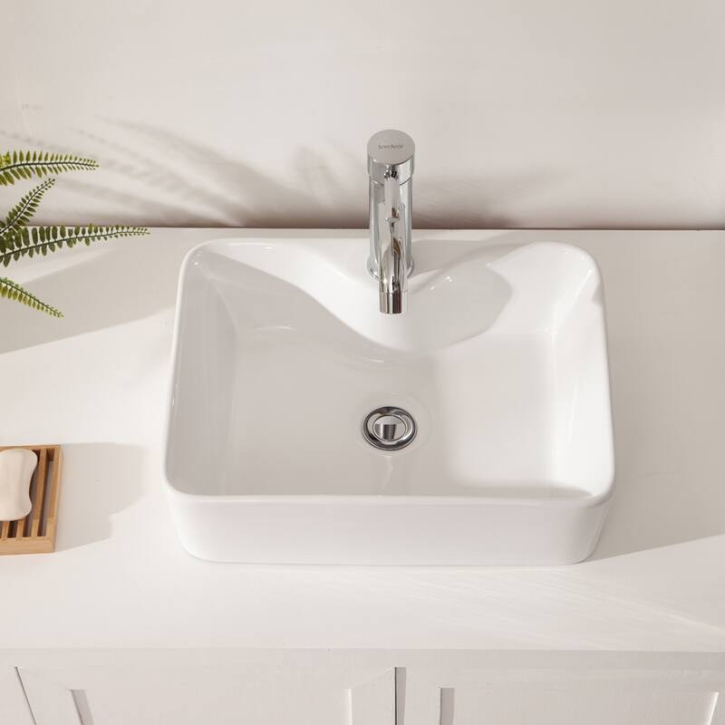 Ceramic Rectangular Sink for Bathroom - 19"x15"