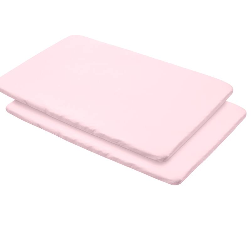 BreathableBaby All-in-One Fitted Sheet & Waterproof Cover for 39" x 27" Play Yard Mattress (2-Pack) - Light Pink