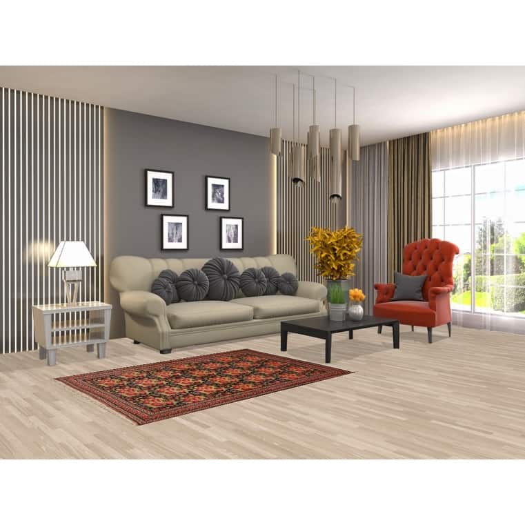 Floral Sirjan Foyer Rug Handmade Wool Carpet - 3'7" x 5'0"