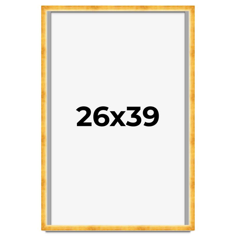 26x39 Shadow Box Frame Gold | 1.625 Inches Deep Real Wood Traditional