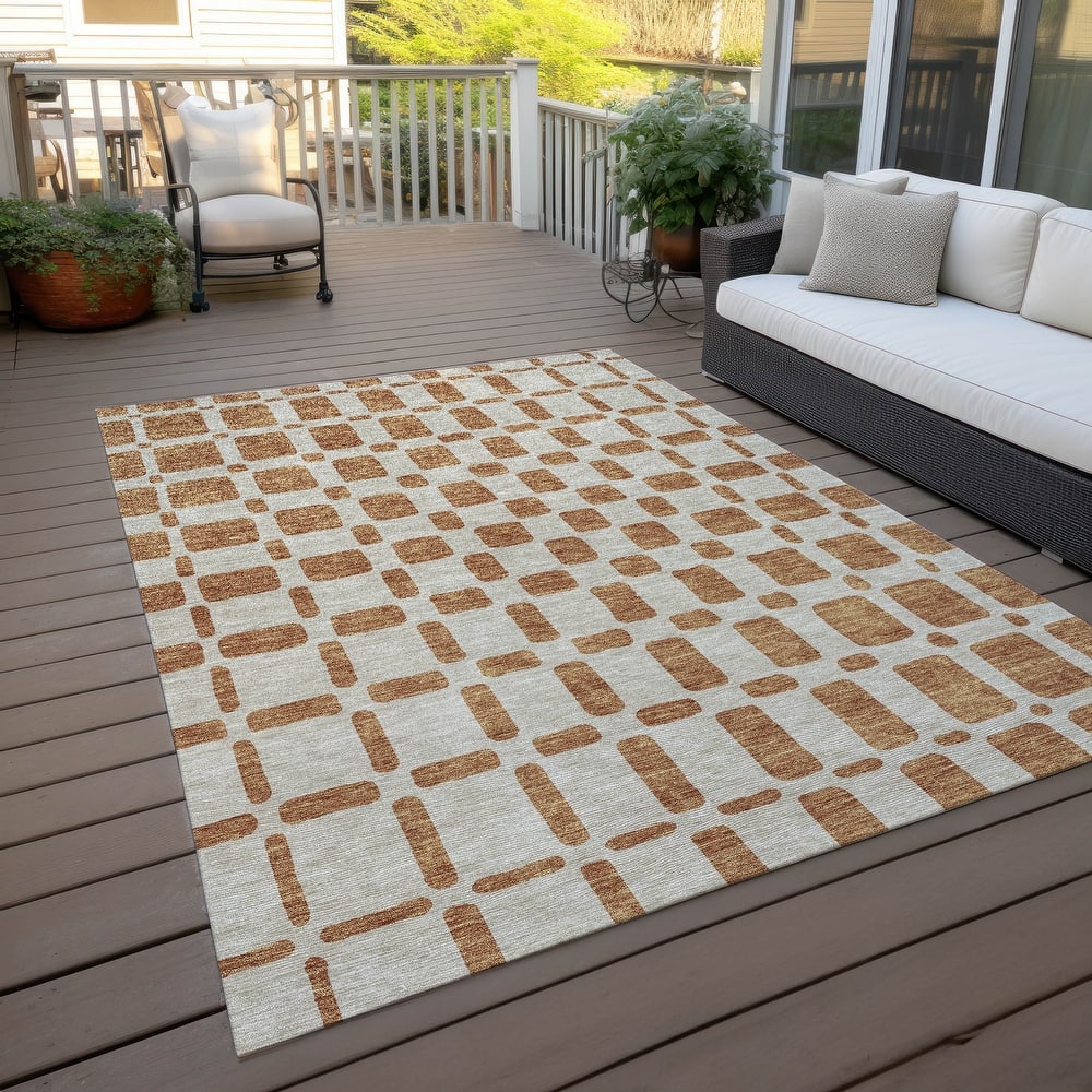 Machine Washable Indoor/ Outdoor Chantille Geo Contemporary Rug