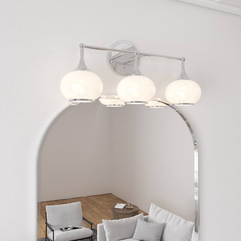 Acroma Aged Brass/Polished Chrome Finish Modern Globe Vanity Light