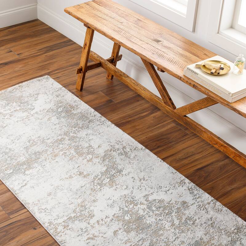 Stevens Modern & Contemporary Area Rug - 2' 7" x 10' - Grey/Ivory