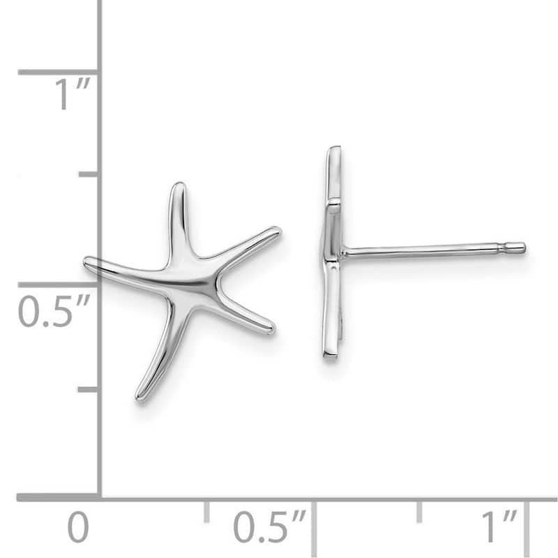 Curata 10k Yellow or White Gold 13mm Polished Nautical Starfish Post Earrings