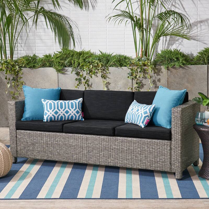 Puerta Outdoor (PE) Wicker 3 Seater Sofa by Christopher Knight Home