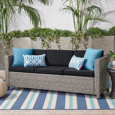 Puerta Outdoor (PE) Wicker 3 Seater Sofa by Christopher Knight Home