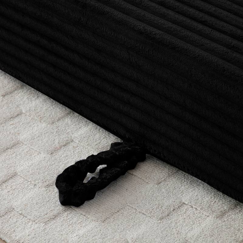 Memory Foam Cloud Loveseat, 2-in-1 Convertible Corduroy Folding Couch Bed, No-Assembly Floor Sofa with Storage Pockets