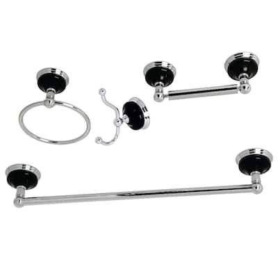 Kingston Brass Water Onyx 4 Piece Bathroom Package with 24" Towel Bar,