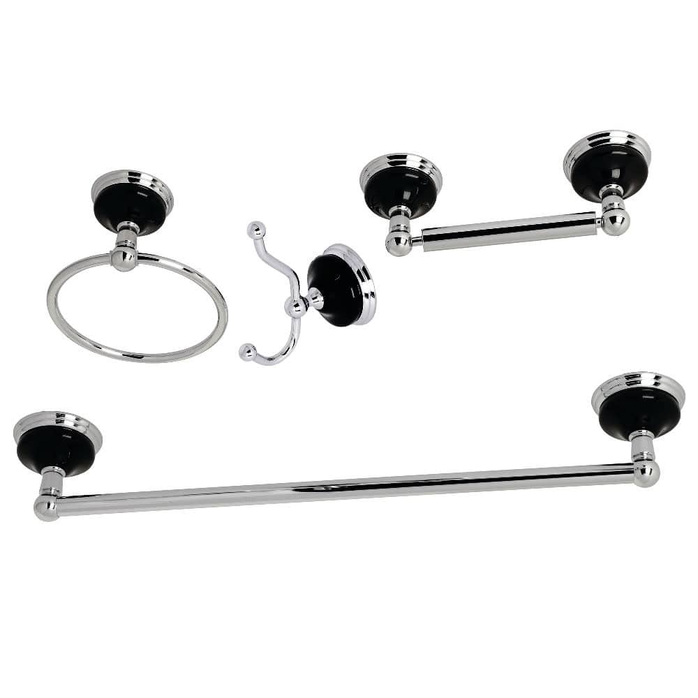 Kingston Brass Water Onyx 4 Piece Bathroom Package with 24" Towel Bar,