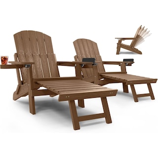 WINSOON Set of 2 Folding Adirondack Chair with Adjustable Backrest and Retractable Ottoman