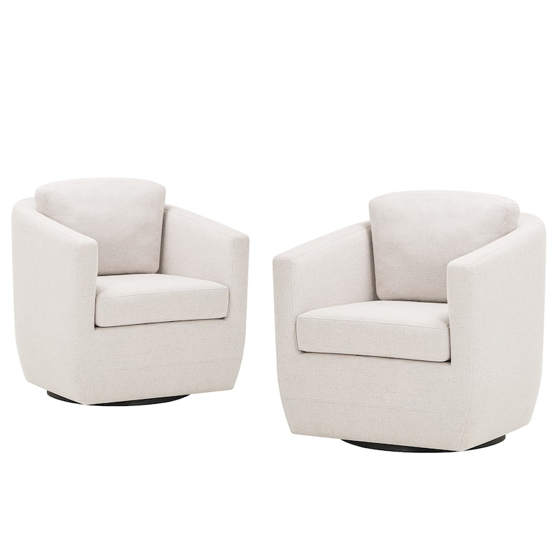 Velvet Barrel Swivel Chair - Round Bouclé Accent with Brass Base, Ready-to-Use for Living Rooms & Reading Corners