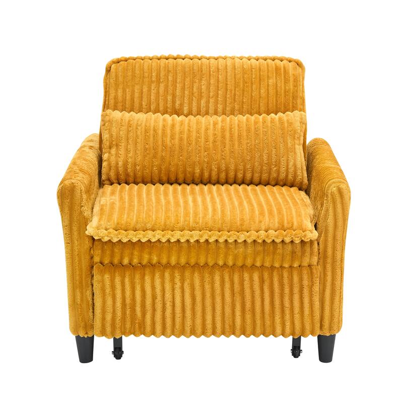 Corduroy Accent Chair Convertible Chaise Lounge, Single Sofa Chair Lounge Chair Pull-out Sleeper Sofa Bed