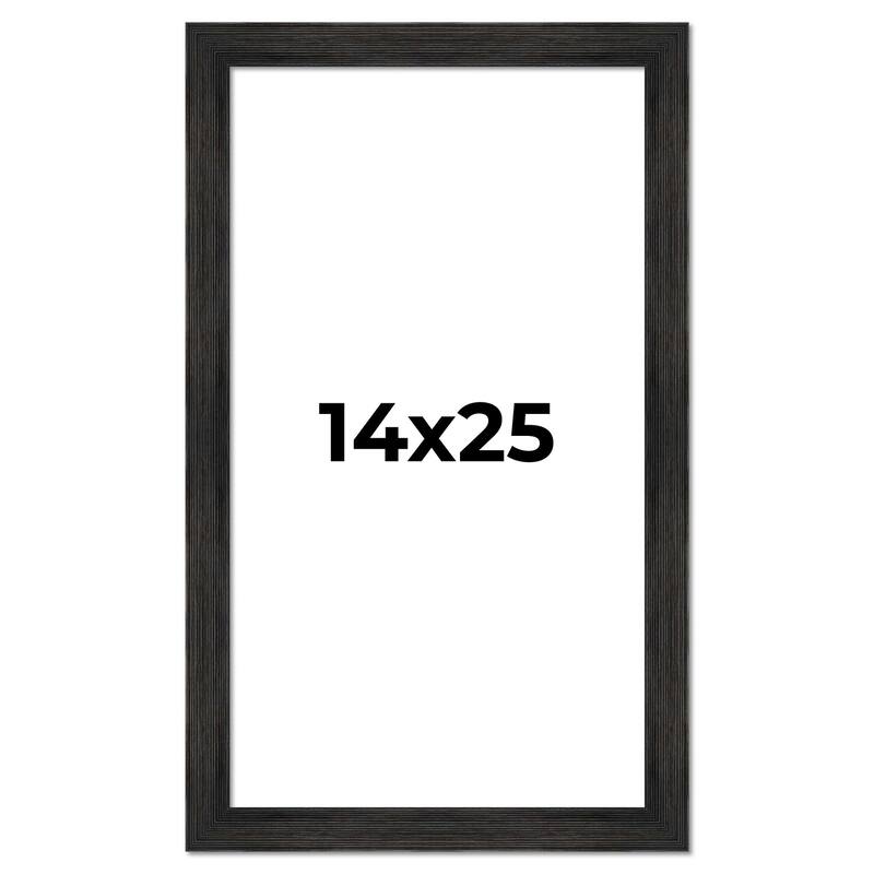 14x25 Black Rustic Wide Barnwood Picture Frame - UV Acrylic, Foam Board Backing, Hanging Hardware - Holds 14x25 Photo