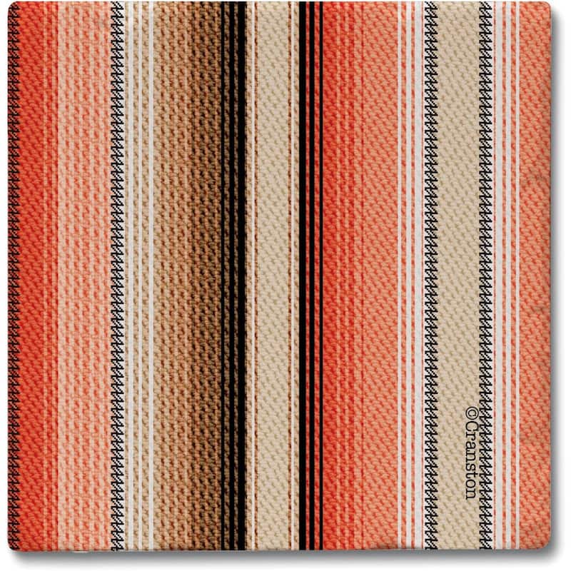 Southwest Orange Stripe 4-Pack Absorbent Stone Coasters with Cork Backing 4" Square Made in The USA Easily Wipes Clean - Multi