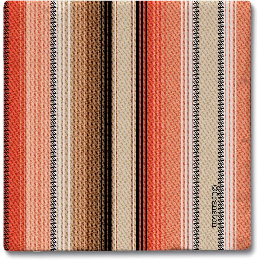 Southwest Orange Stripe 4-Pack Absorbent Stone Coasters with Cork Backing 4" Square Made in The USA Easily Wipes Clean