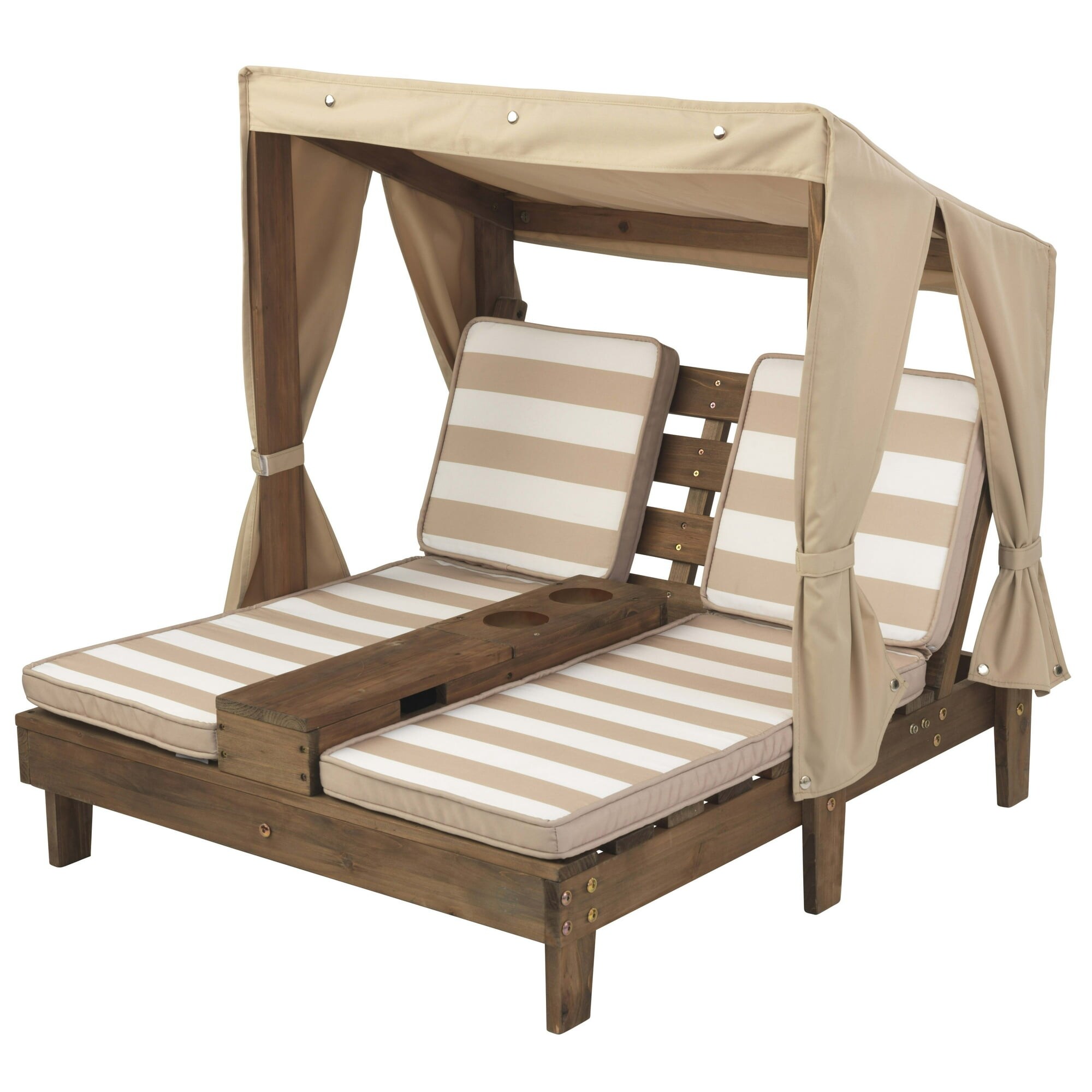 Wooden Outdoor Double Chaise Lounge Cup Holders On Sale Bed