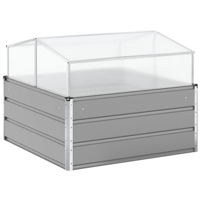 vidaXL Planter 39.37 x 39.37 x 30.31 in Galvanised Steel - 39.37 x 39.37 x 30.31