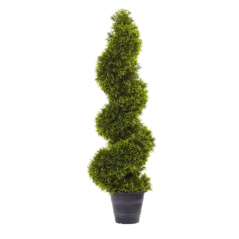 Grass Spiral Topiary 3Ft - Decorative Planter, Indoor Outdoor Accent, Unique Home Office Decor - 3ft.
