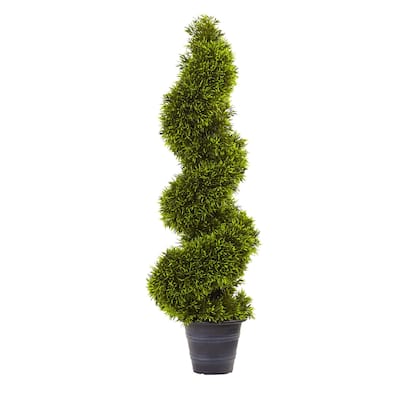 Grass Spiral Topiary 3Ft - Decorative Planter, Indoor Outdoor Accent, Unique Home Office Decor - 3ft.