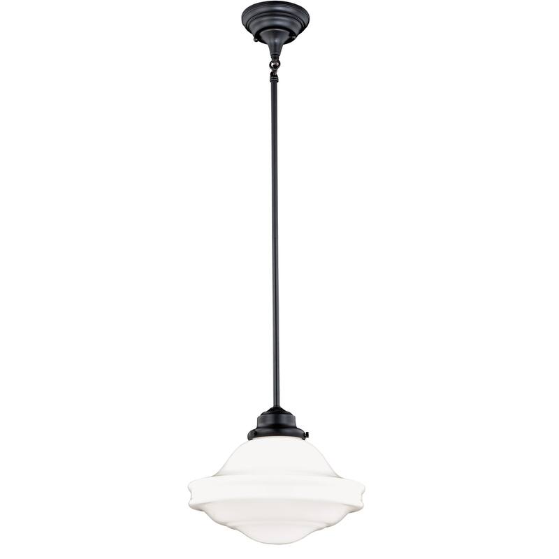 Huntley 1 Light Farmhouse Schoolhouse Pendant White Glass
