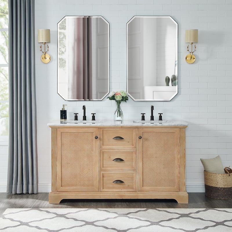 Hervas Bath Vanity with Natural Marble Top without Mirror