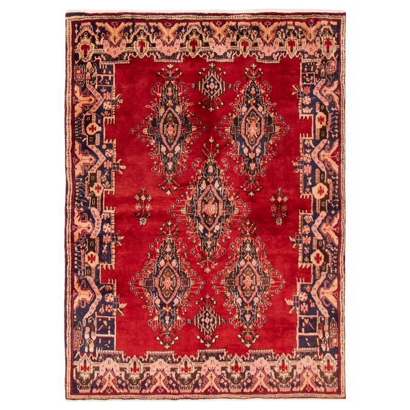 ECARPETGALLERY Hand-knotted Andelz Red Wool Rug - 5'4 x 7'6 - Red - 5'4 x 7'6