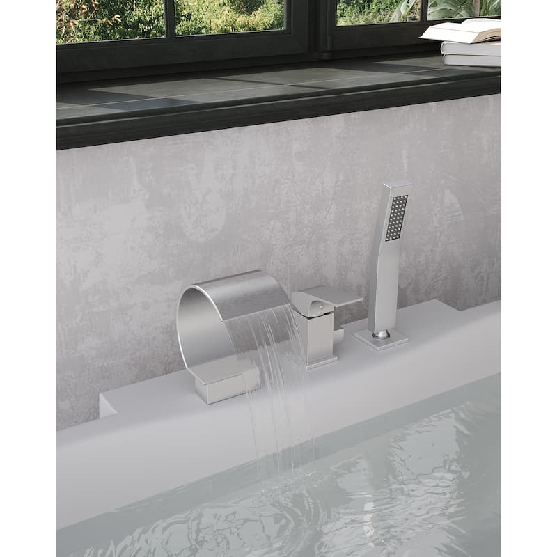 Roman Tub Faucet 3 Holes Deck Mount Bathtub Faucet with Handheld Shower Sprayer