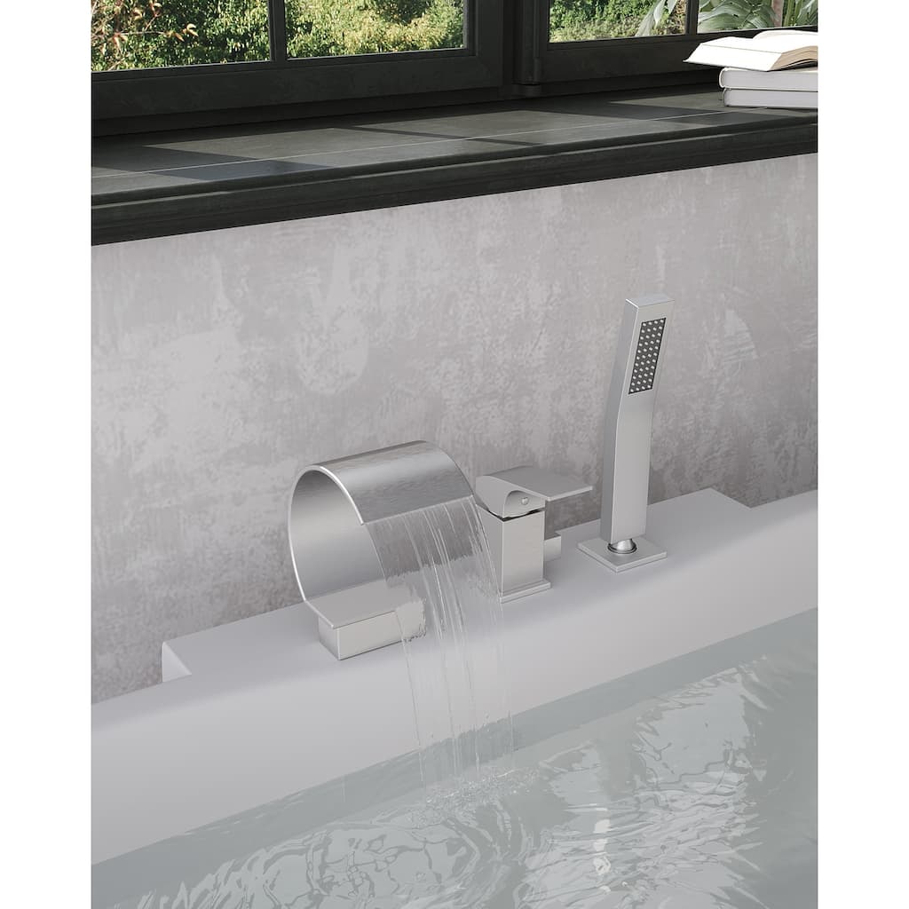 Roman Tub Faucet 3 Holes Deck Mount Bathtub Faucet with Handheld Shower Sprayer