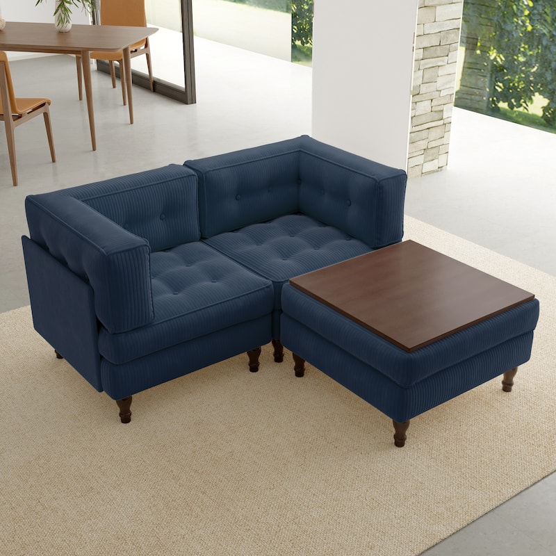 Oversized Sofa Corduroy Tufted Modular Sectional Set