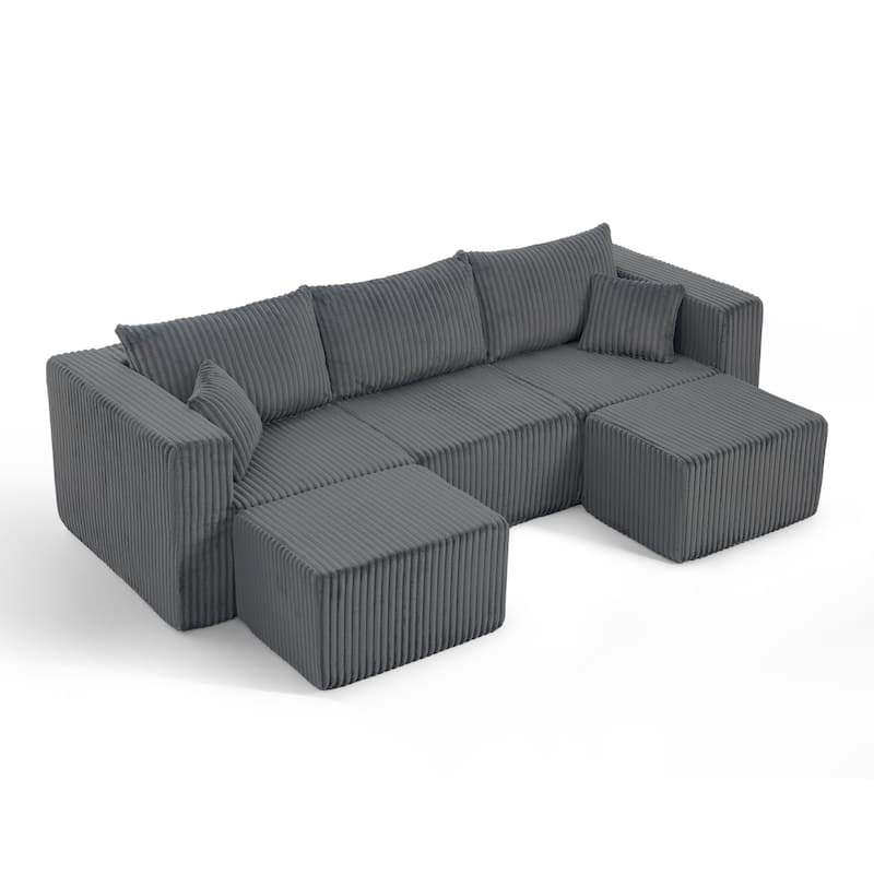 94.1" U-Shaped Sectional Sofa with Two Movable Ottomans