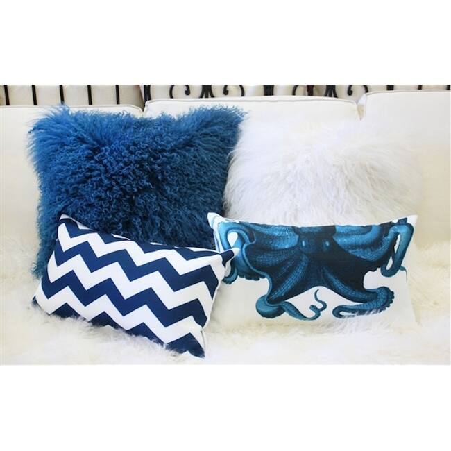 Chevron Bold Blue 12x19 Throw Pillow with Polyfill Insert
