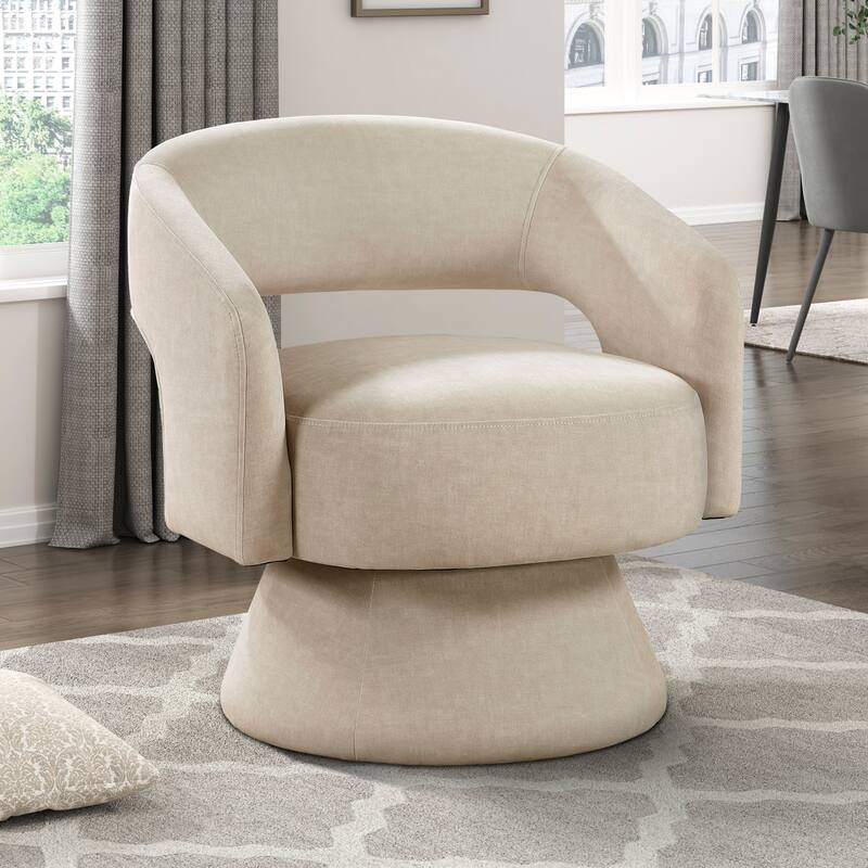 Arden 27" Velvet Swivel Chair - 360-Degree Metal Swivel Base